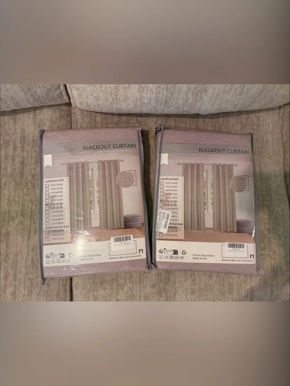 2 panels in each pack Blackout Curtain in Light lavender
